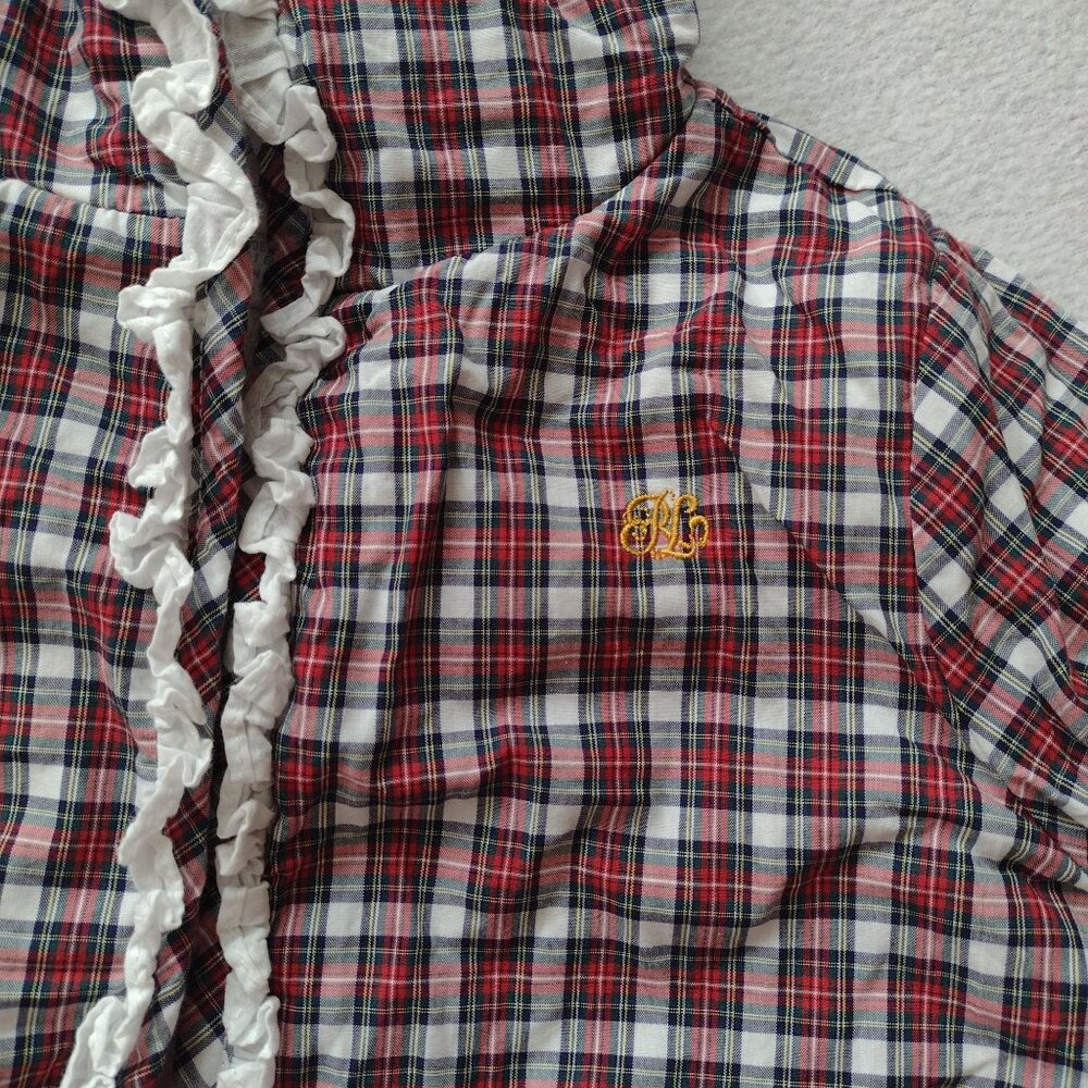 Ralph Lauren Baby Plaid Hooded Robe 9M Cotton Terry Lined Bathrobe - Picture 4 of 11